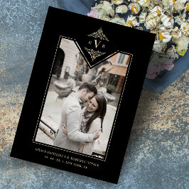 Black Sophisticy Blüh Chic Golden Initials Save The Date