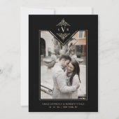 Black Sophisticy Blüh Chic Golden Initials Save The Date (Vorderseite)