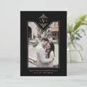 Black Sophisticy Blüh Chic Golden Initials Save The Date (Stehend Vorderseite)