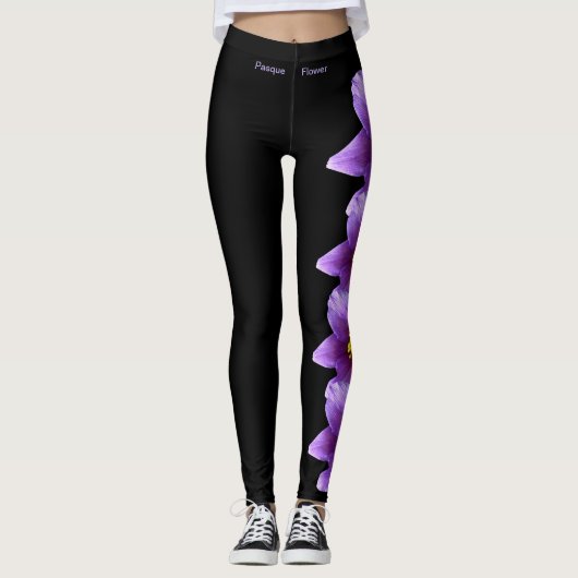 Black South Dakota Staat Pasque Blume Leggings (Vorderseite)