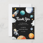 Black Space Rocket Thank You Card Baby Boy Shower Dankeskarte (Vorderseite)