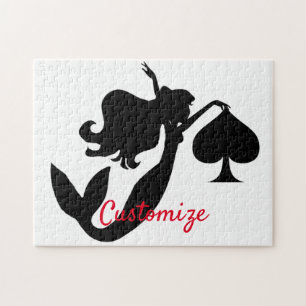Black Spade Mermaid Silhouette Thunder_Cove Puzzle