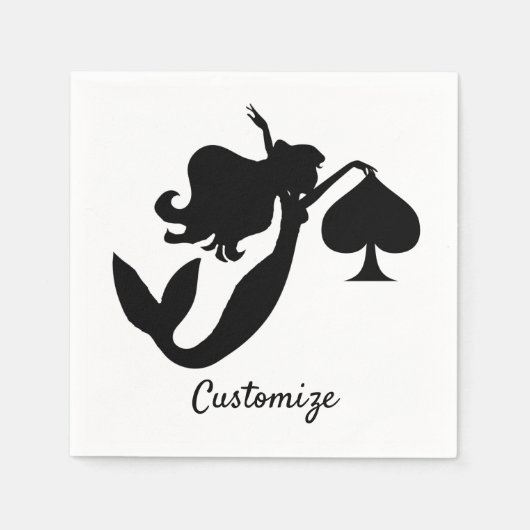 Black Spade Mermaid Silhouette Thunder_Cove Serviette (Vorderseite)