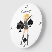 Black Spades Blonde Queen Thunder_Cove Große Wanduhr (Winkel)
