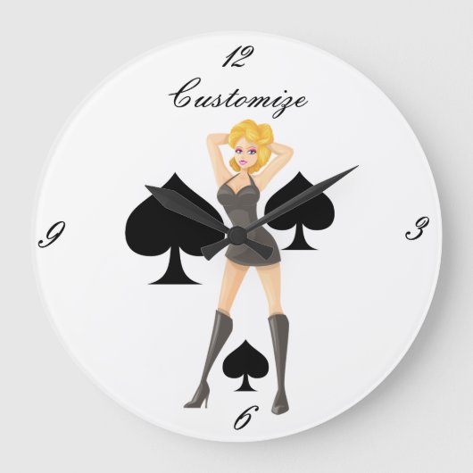 Black Spades Blonde Queen Thunder_Cove Große Wanduhr (Vorderseite)