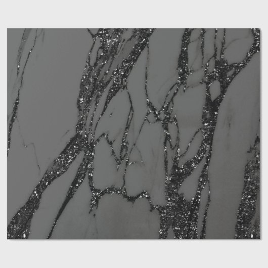 Black Spark Graphite Glitzer Marmorstein Lux Grau Geschenkpapier (Flach)