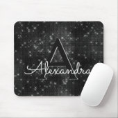 Black Sparkle Girly Monogram Name Mousepad (Mit Mouse)