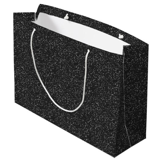 Black Sparkle Glitzer Große Geschenktasche Geschenktüte (Rückseite Schrägansicht)