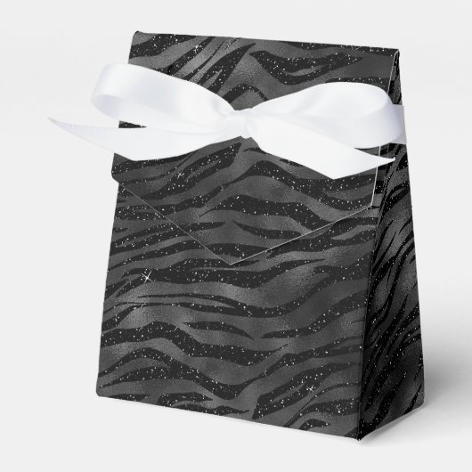 Black Sparkle Zebra Print Geschenkschachtel (Vorderseite)