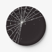 Black Sparkling Diamond Spider Web Pappteller (Vorderseite)