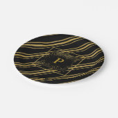 Black & Sparkling Gold Candy Cane Stripe Chic Pappteller (Schrägansicht)