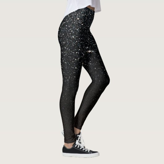 Black Sparkules Imitate Glitzer Night Sky Leggings (Rechts)