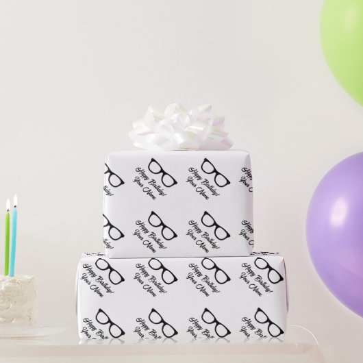 Black spectacles personalized Happy Birthday Geschenkpapier (Partygeschenke)