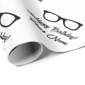 Black spectacles personalized Happy Birthday Geschenkpapier (Rolleneckpunkt)