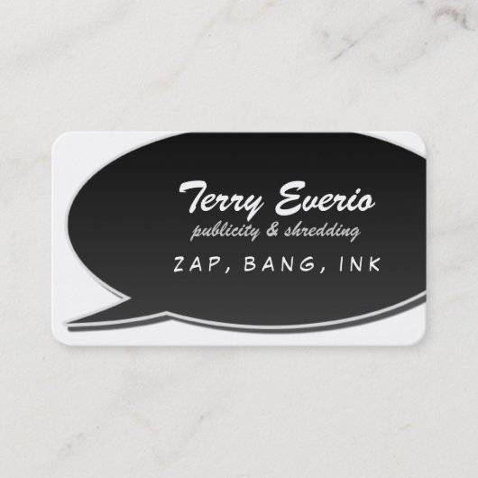 Black Speech Bubble Card Visitenkarte (Vorderseite)