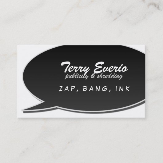 Black Speech Bubble Card Visitenkarte (Vorderseite)