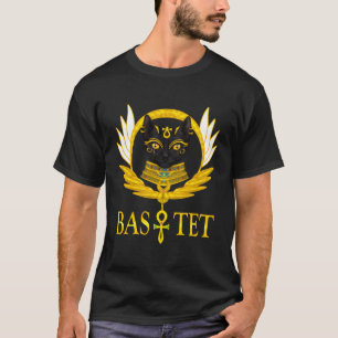 Black Sphynx Cat Goddess Bastet Wings Ankh Horus E T-Shirt