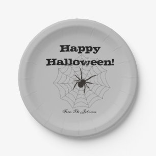 Black Spider Gray Paper Halloween-Party Teller