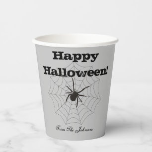 Black Spider Grey Paper Halloween Cups Pappbecher