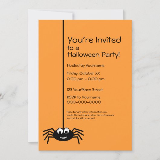Black Spider Halloween-Party Einladung (Vorderseite)
