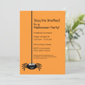Black Spider Halloween-Party Einladung (Stehend Vorderseite)