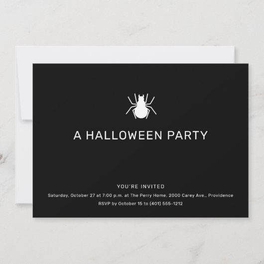 Black Spider Halloween-Party Einladung (Vorderseite)