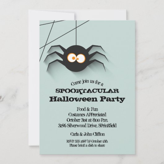 Black Spider Halloween-Party Einladung (Vorderseite)