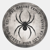 Black spider Halloween return address label Runder Aufkleber (Vorderseite)