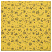 Black Spider, Web & Bat on Yellow Gold Stoff (Muster)