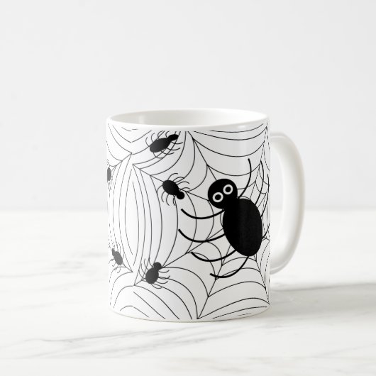 Black Spider Web Halloween Dekoration Kaffeetasse (VorderseiteRechts)
