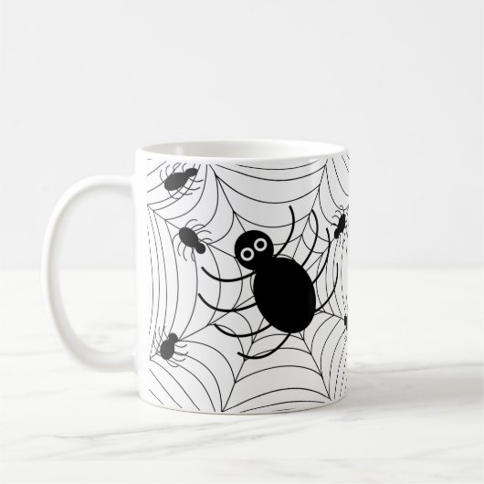 Black Spider Web Halloween Dekoration Kaffeetasse (Links)