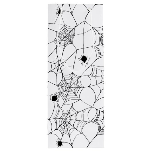 Black Spider Web Halloween Hallowine Geschenktüte Für Weinflaschen (Rückseite)