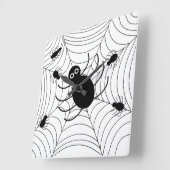 Black Spider Web Halloween Quadratische Wanduhr (Winkel)