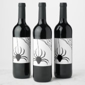 Black Spider Web Halloween Weinetikett (Flaschen)
