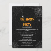 Black Spider Web Typografy Halloween-Party Einladung (Vorderseite)