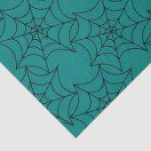 Black Spider Webs auf Aquamarinen Decoupage Seidenpapier (Detail)