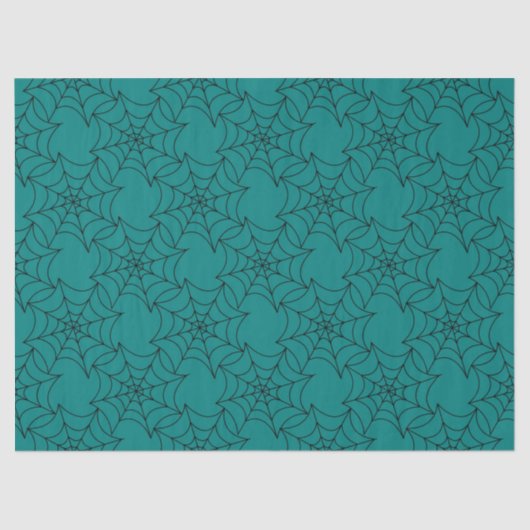 Black Spider Webs auf Aquamarinen Decoupage Seidenpapier (Vorderseite)