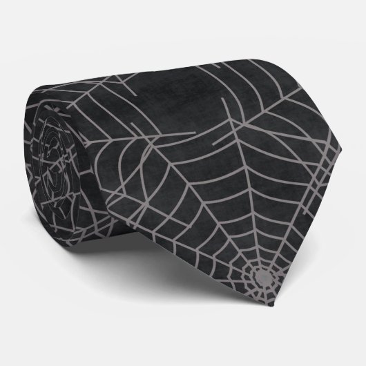 Black Spider Webs Halloween Grunge Krawatte (Gerollt)