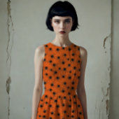 Black spiders on orange  stoff