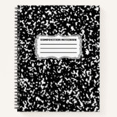 Black Spiral Graph Paper Komposition Notebook  Notizblock (Vorderseite)