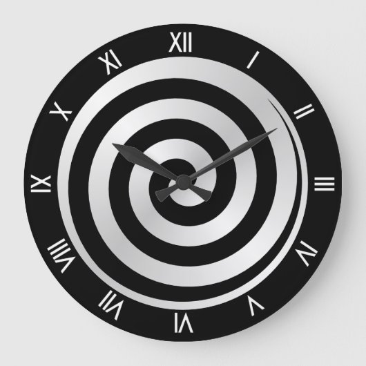 Black Spiral Hypnotic Wall Clock Große Wanduhr (Vorderseite)