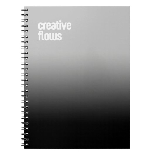 Black Spiral Notebook - "Creative Flows" Journal Notizblock (Vorderseite)