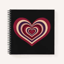 Black Spiral Notebook mit Retro Red Heart Notizblock