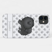 Black Spitz Niedlich Cartoon Dog & Name Case-Mate iPhone Hülle (Rückseite (Horizontal))