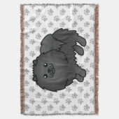 Black Spitz Niedlich Cartoon Dog & Paws Decke (Vorderseite Vertikal)