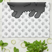 Black Spitz Niedlich Cartoon Dog & Paws Geschirrtuch (Gefaltet)