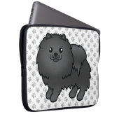 Black Spitz Niedlich Cartoon Dog & Paws Laptopschutzhülle (Vorne Rechts)