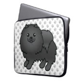 Black Spitz Niedlich Cartoon Dog & Paws Laptopschutzhülle (Vorderseite Links)