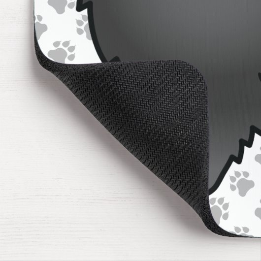 Black Spitz Niedlich Cartoon Dog & Paws Mousepad (Ecke)