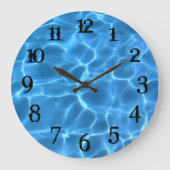 Black Splash Zahlen Aqua Blue Pool Große Wanduhr (Vorderseite)